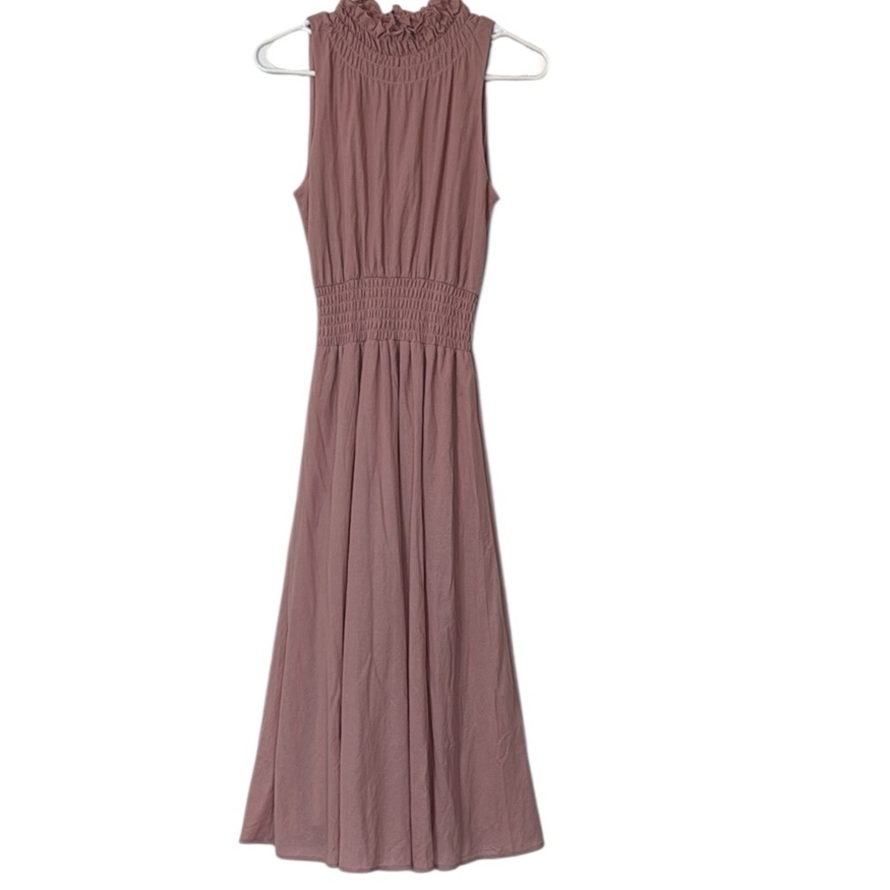 Gianni Bini Smocked Waist Sleeveless Midi Dress Small Blush Pink